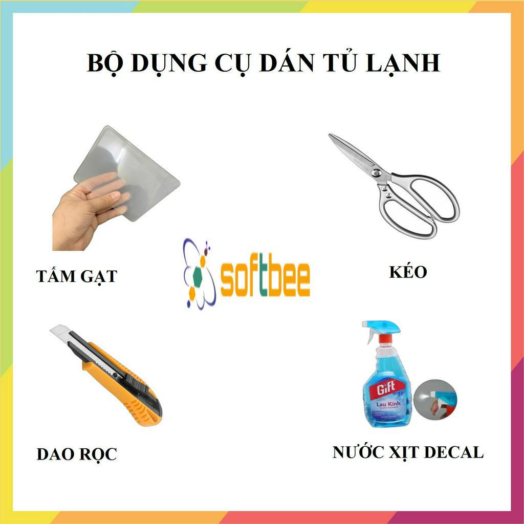 Tấm dán tủ lạnh bằng decal chống nước, có keo sẵn mặt sau, bao gồm 4 bộ kích thước, hình ảnh in sắc nét