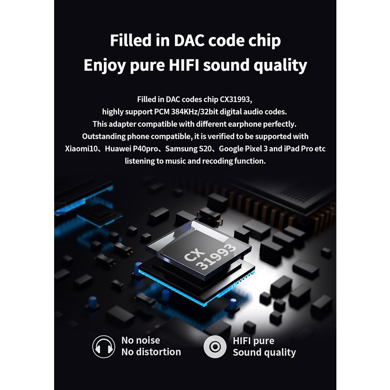 Bộ ChuyểN ĐổI Âm Thanh JA3 CX31993 Sang 3.5mm DAC USB C