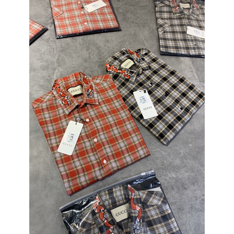 👊Giá Sốc👊 Sơmi cộc G.C - Sơmi Nam caro thêu cô rắn hàng Hot có sẵn 2 màu !!