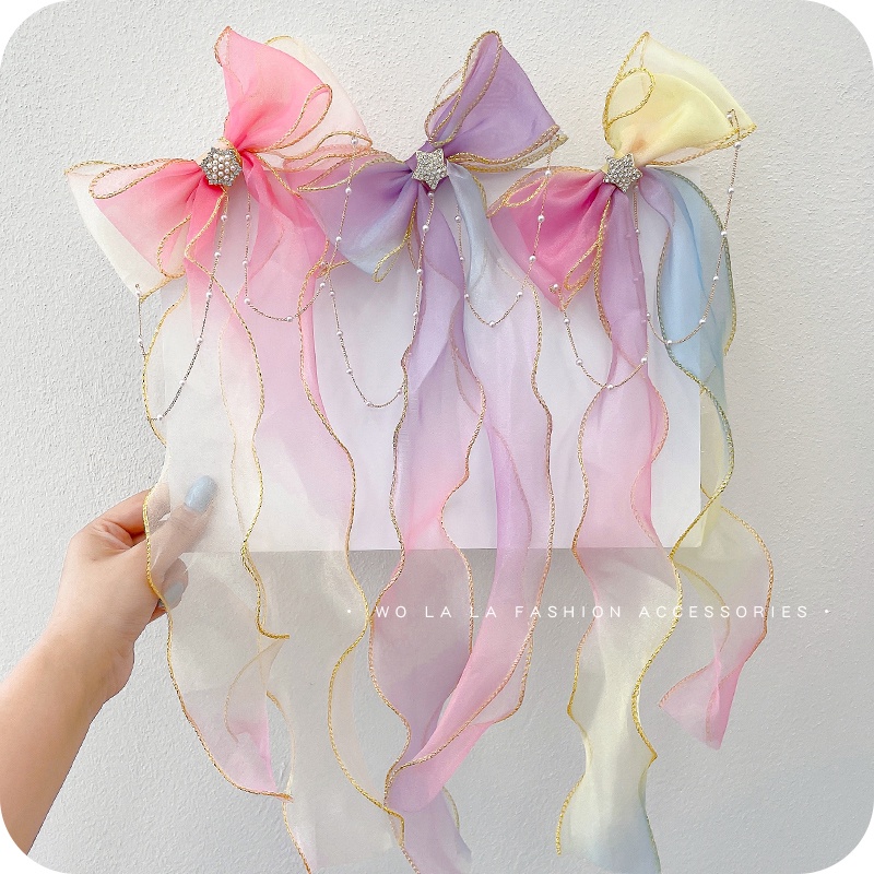 Dây cột tóc nơ thời trang tiên nữ ngọt ngào phụ kiện tóc xinh xắn