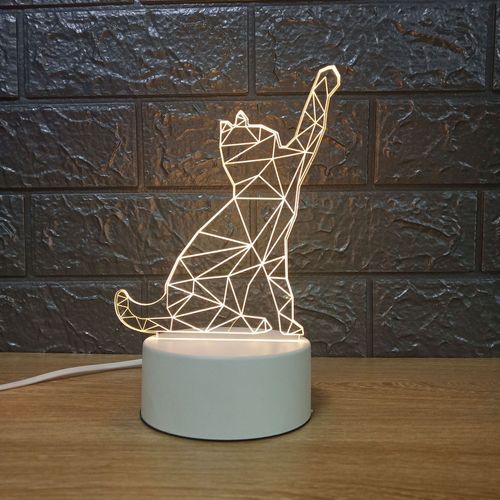 Đèn led 3D mẫu Mèo thần tài 1- 3-7-16 màu