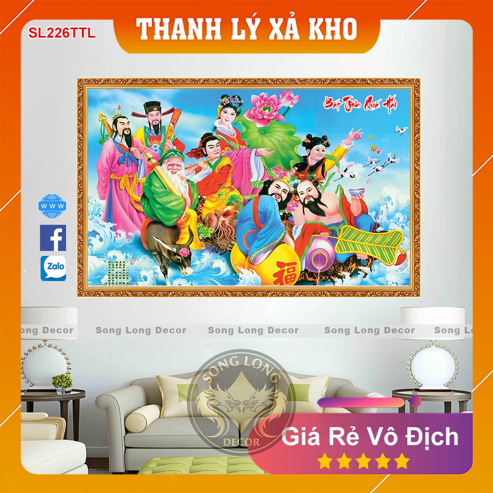 Tranh Dán Tường 3D Bát Tiên Quá Hải - SL226TTL-Tranh 3d Phòng Khách - Song Long Decor
