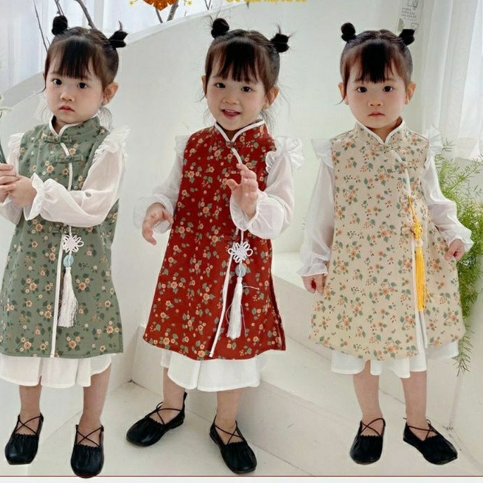 Áo dài cách tân cánh tiên cho bé hoa nhí chất nhung tăm mềm mịn size 10-22 kg