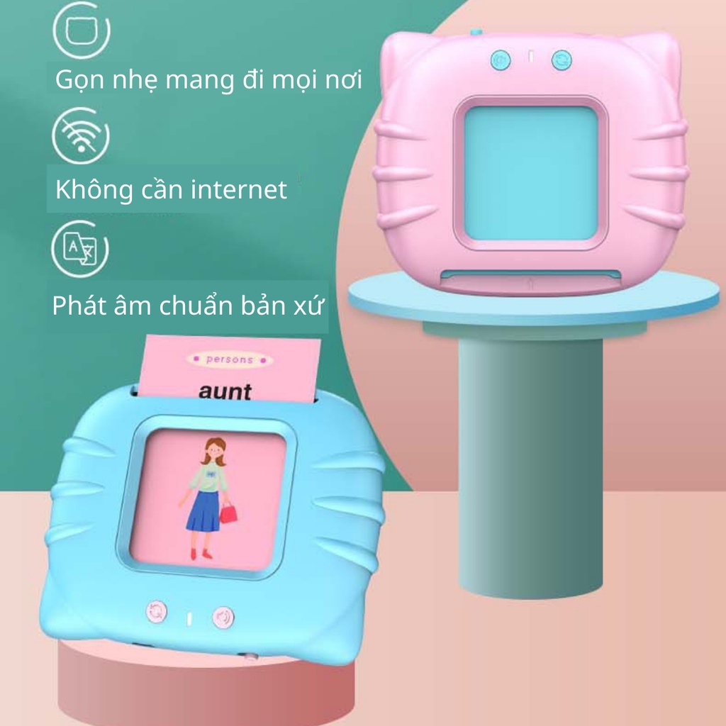 Máy đọc thẻ song ngữ Anh - Việt, giúp bé tăng khả năng nghe và nhận biết - 112 thẻ, 224 từ khoá và 12 chủ đề