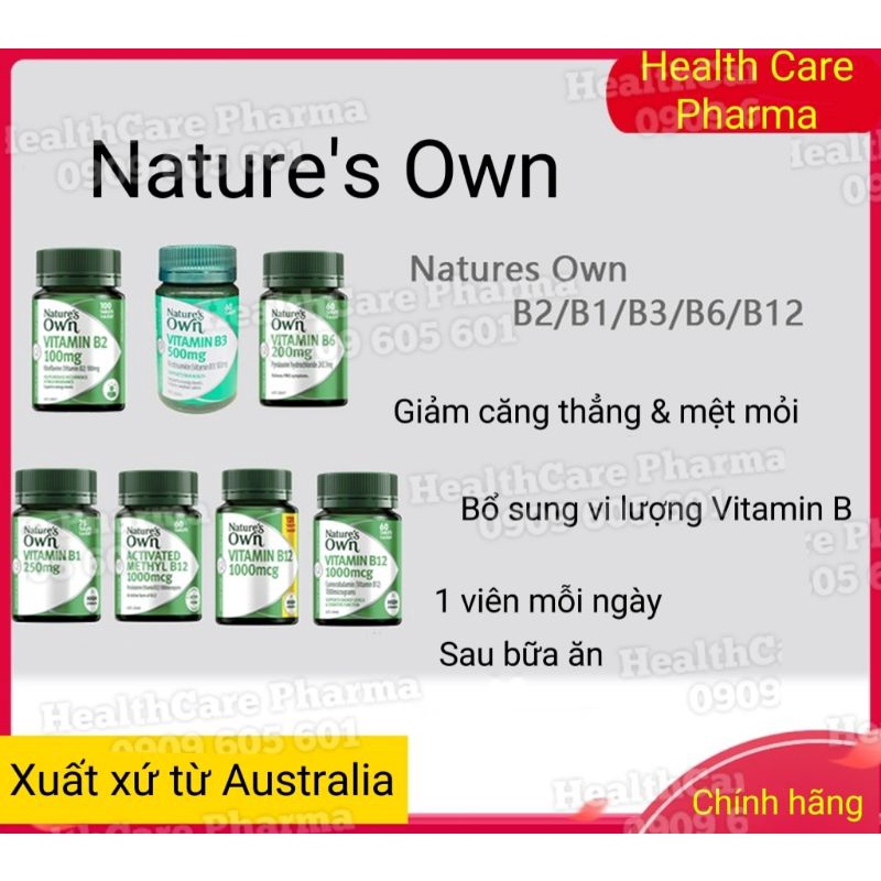 Chính hãng từ Úc Nature's Own Vitamin B1 B2 B3 B6 B12 Viên uống bổ sung vitamin B cung cấp vi chất sản xuất năng lượng