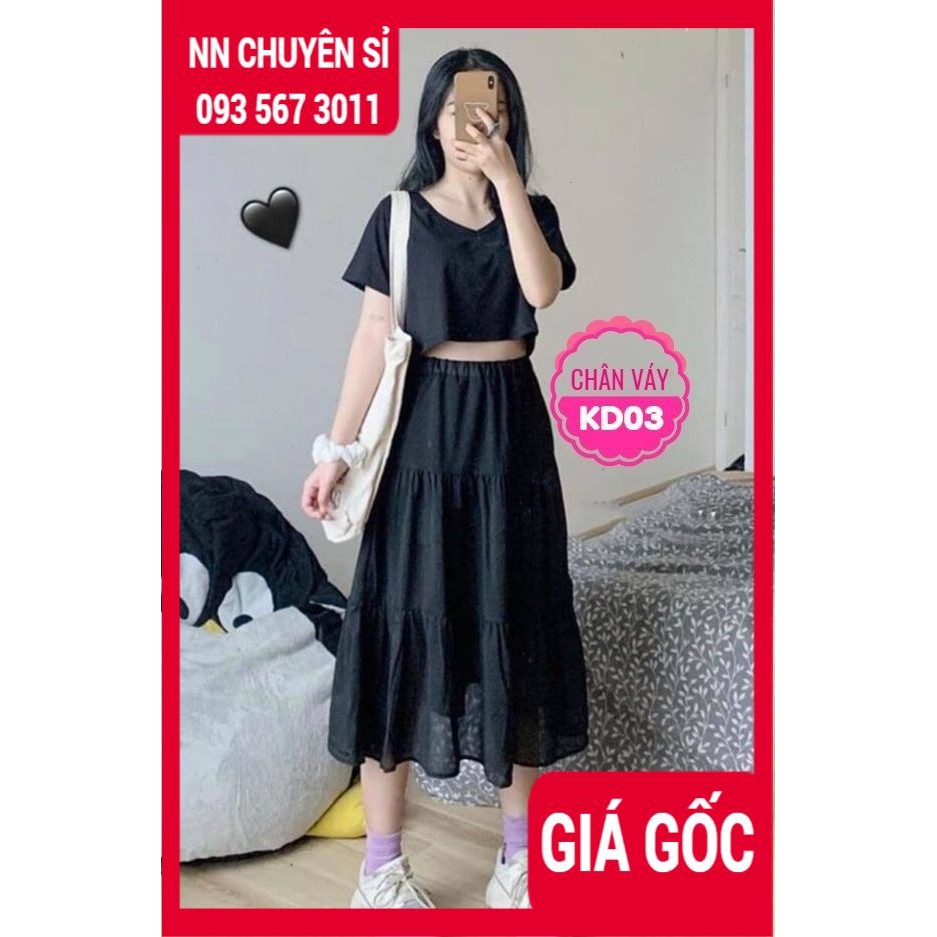 CHÂN VÁY DÀI NỮ ⚡ẢNH CHỤP TẠI SHOP⚡ CHÂN VÁY 2 LỚP VINTAGE - 3 TẦNG DÁNG DÀI KD03