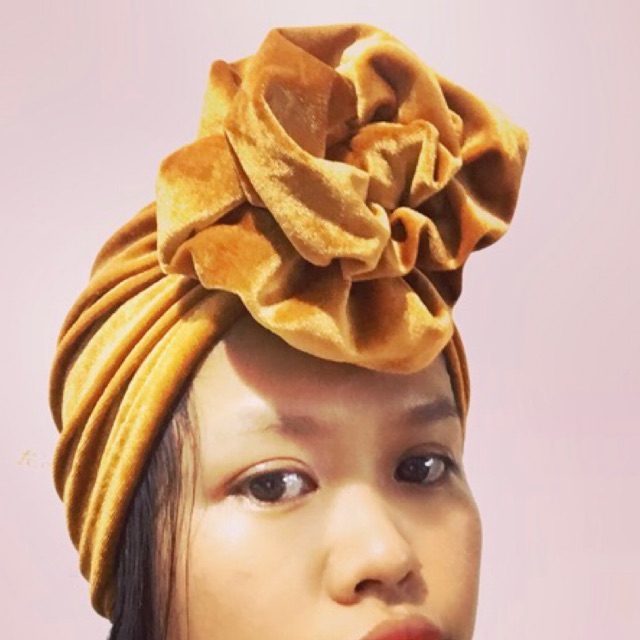 Mũ turban cho người lớn: Vải nhung kết hoa