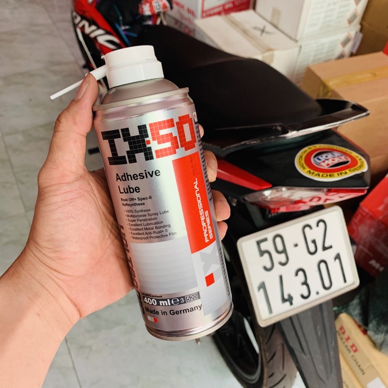 Dưỡng Sên - Bôi Trơn Xích Voltronic IX50 Adhesive Lube -  Chain Lube Spray O X Z Ring 400ML - Made in Germany