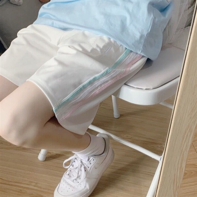 IELGY Quần Soóc Lưng Cao Ống Rộng Phong Cách Hàn Quốc Dành Cho Nữ