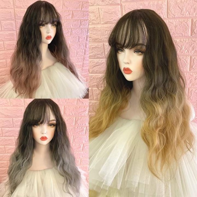 Tóc giả xù❤️freeship 50k❤️ tóc giả xù omber cao cấp- tặng lưới chùm tóc