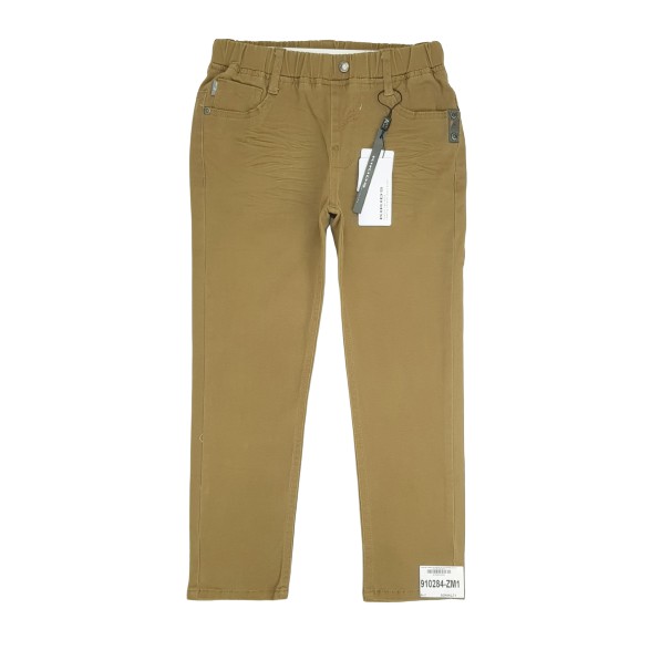 910284-ZM1- Quần kaki bé trai, dài, nhăn đùi, trơn, màu nâu, size nhỡ 8t-16t - Hàng Made In Vietnam