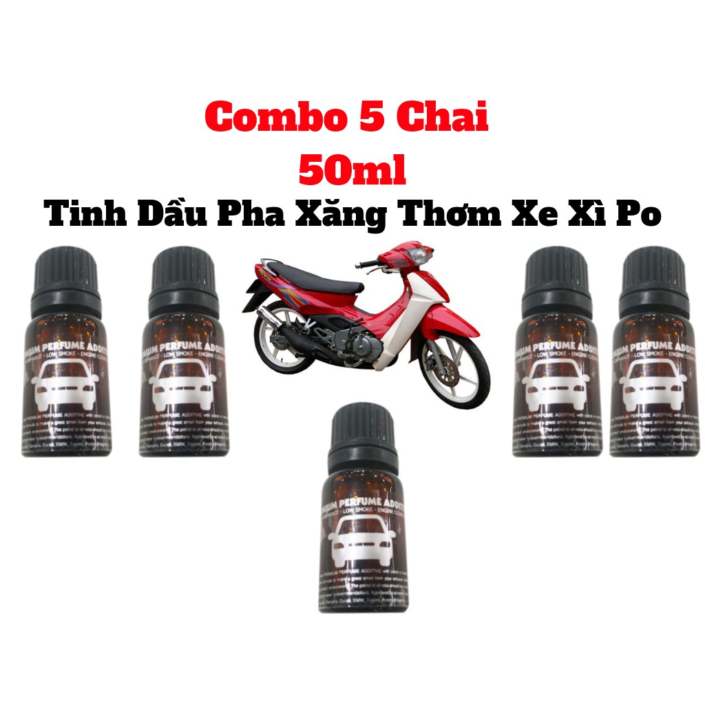 Combo 05 Chai Tinh Dầu Thơm Xăng Nhớt Xe Máy 4 thì và 2 thì 50ml