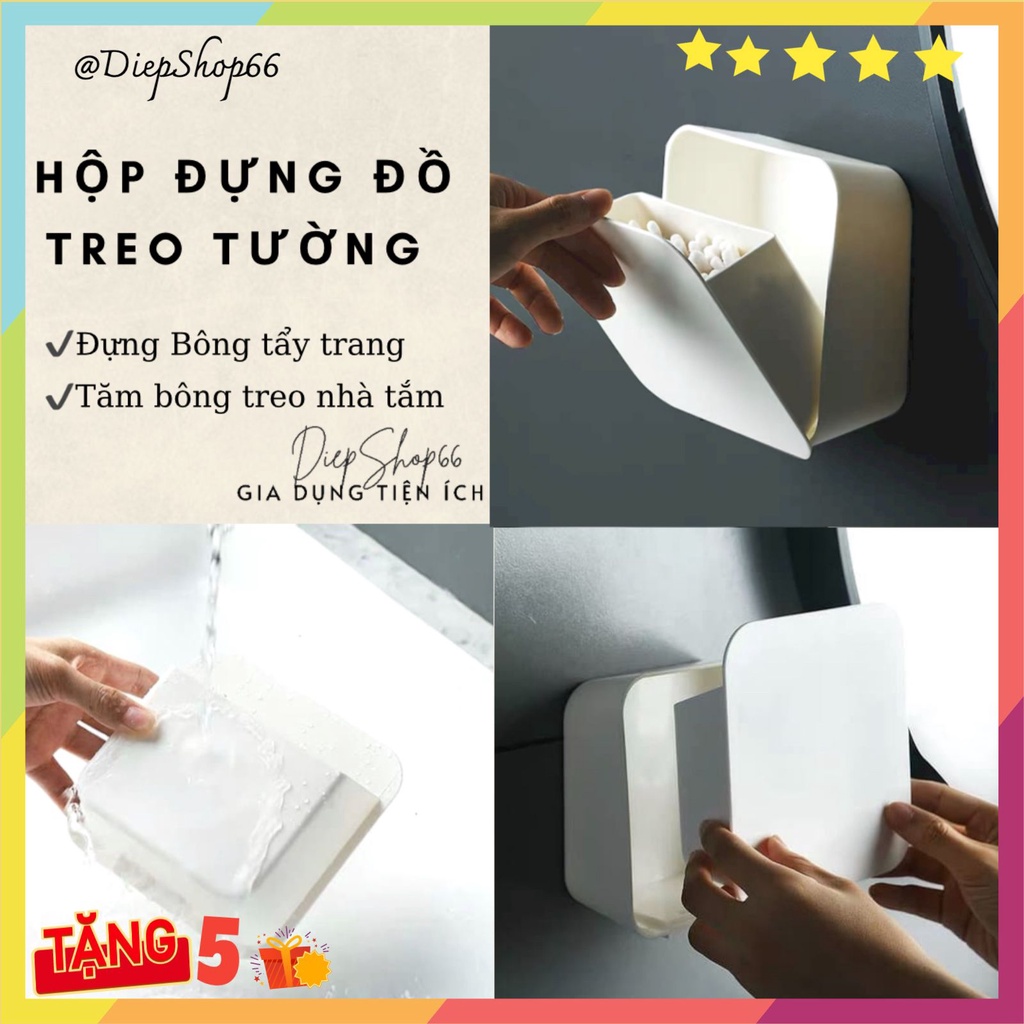 Hộp đựng bông tẩy trang -treo tường FREESHIPHộp đựng tăm bông tiện dụng treo nhà tắm / nhà bếp / văn phòng QC806