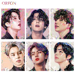 Set tranh sơn dầu hình thành viên nhóm nhạc BTS DIY 40*50cm