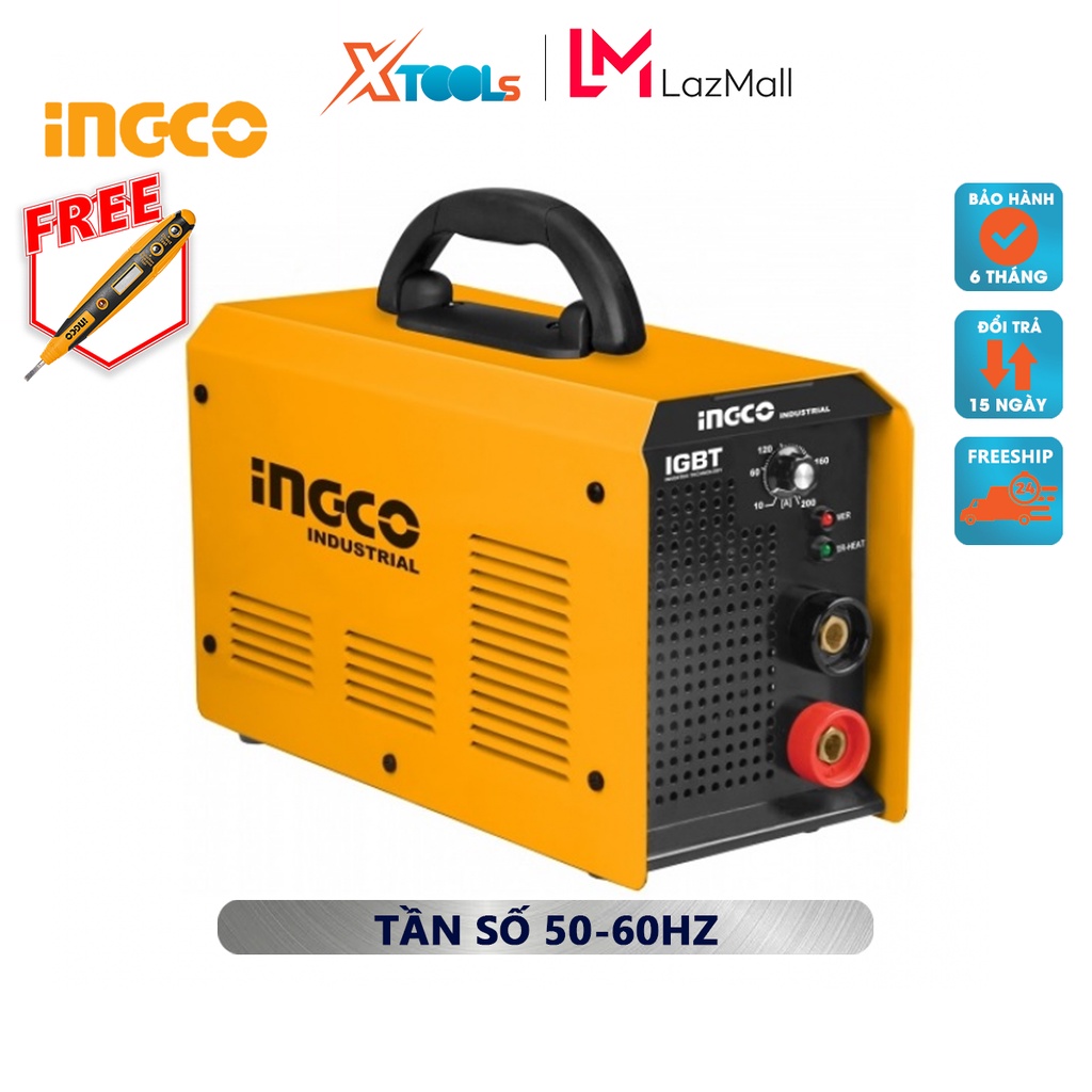 Máy hàn biến tần inverter INGCO ING-MMA1606 | máy hàn que Điện áp không tải 65V, Dòng điện 10-160A, Cấp độ bảo vệ IP21S