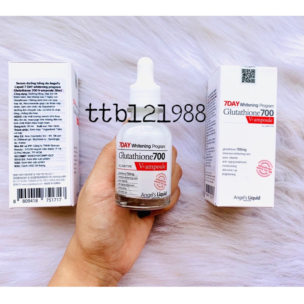 Serum Huyết Thanh Trắng Da 7 Day Whitening Program Glutathione 700 V-ample Serum 7day | BigBuy360 - bigbuy360.vn