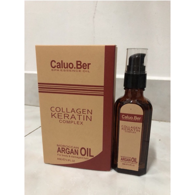 ( thanh lý) Tinh dầu Caluo.Ber Argan Oil Collagen Keratin Complex dưỡng tóc bóng mượt 80ml (Italy