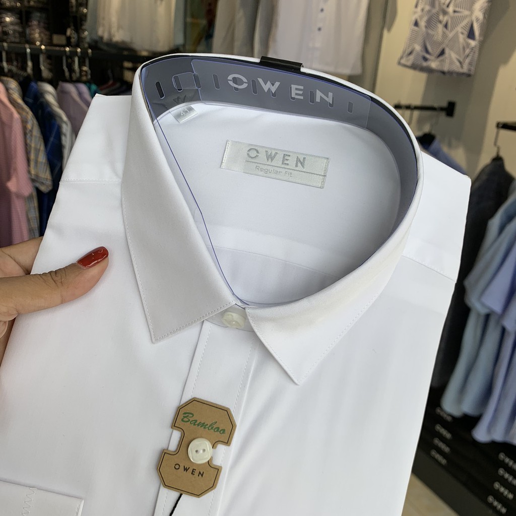 OWEN - Áo sơ mi trắng dài tay vải sợi tre (có túi ngực) - Áo sơ mi Owen regular | BigBuy360 - bigbuy360.vn