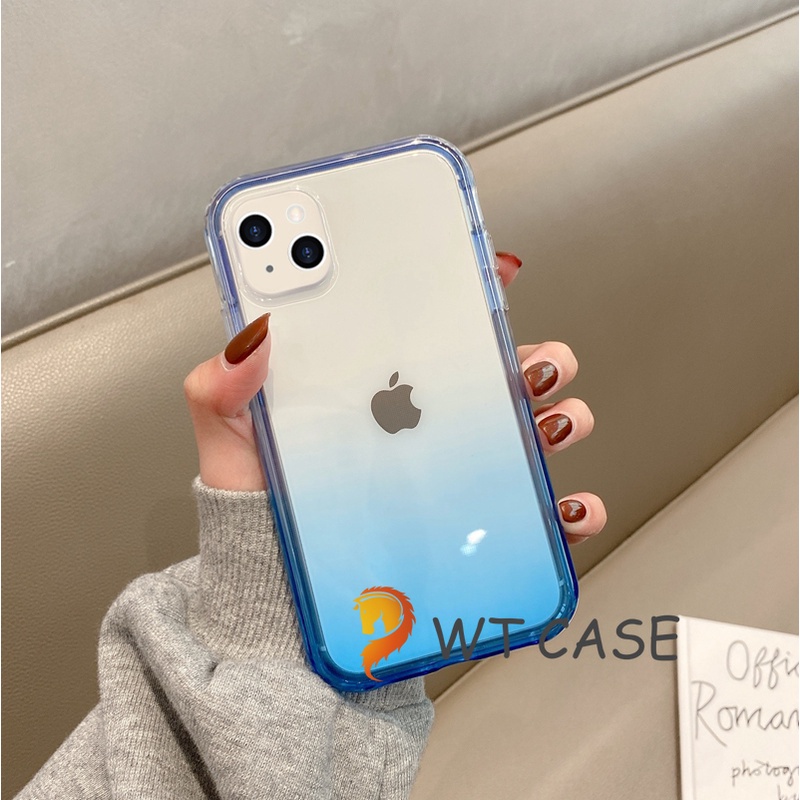 Ốp Điện Thoại Trong Suốt Dày Dặn Màu Gradient 2 Trong 1 Chống Rơi Vỡ Cho iPhone13 pro max 12 pro 11 pro max 7 8