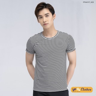 Áo thun nam YODY thời trang sọc ngang cổ tròn tay ngắn cotton nhiều màu PPM4197