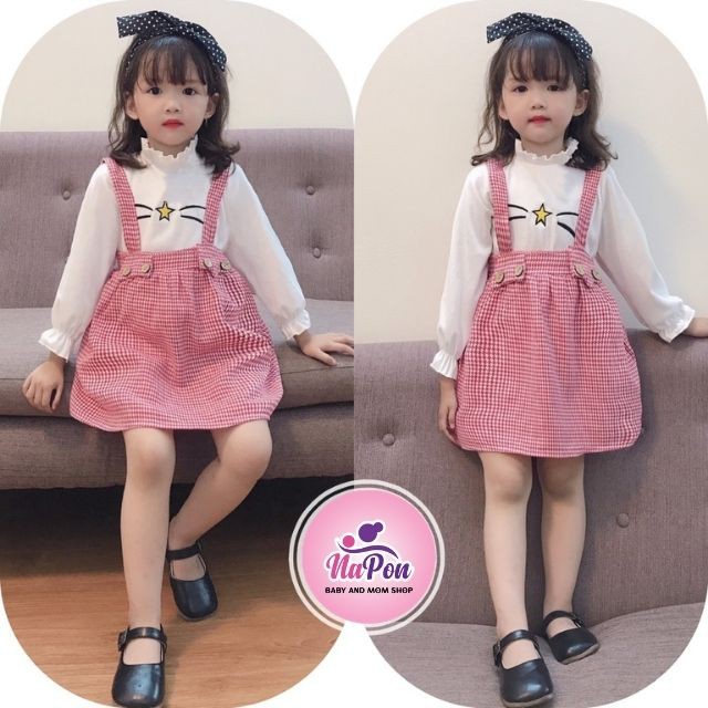 [HÀNG CỰC ĐẸP]Set váy yếm cho bé, áo cute cho bé gái, mặc đi học đi chơi, đi tiệc đều sành điệu củ kiệu luôn ạ.