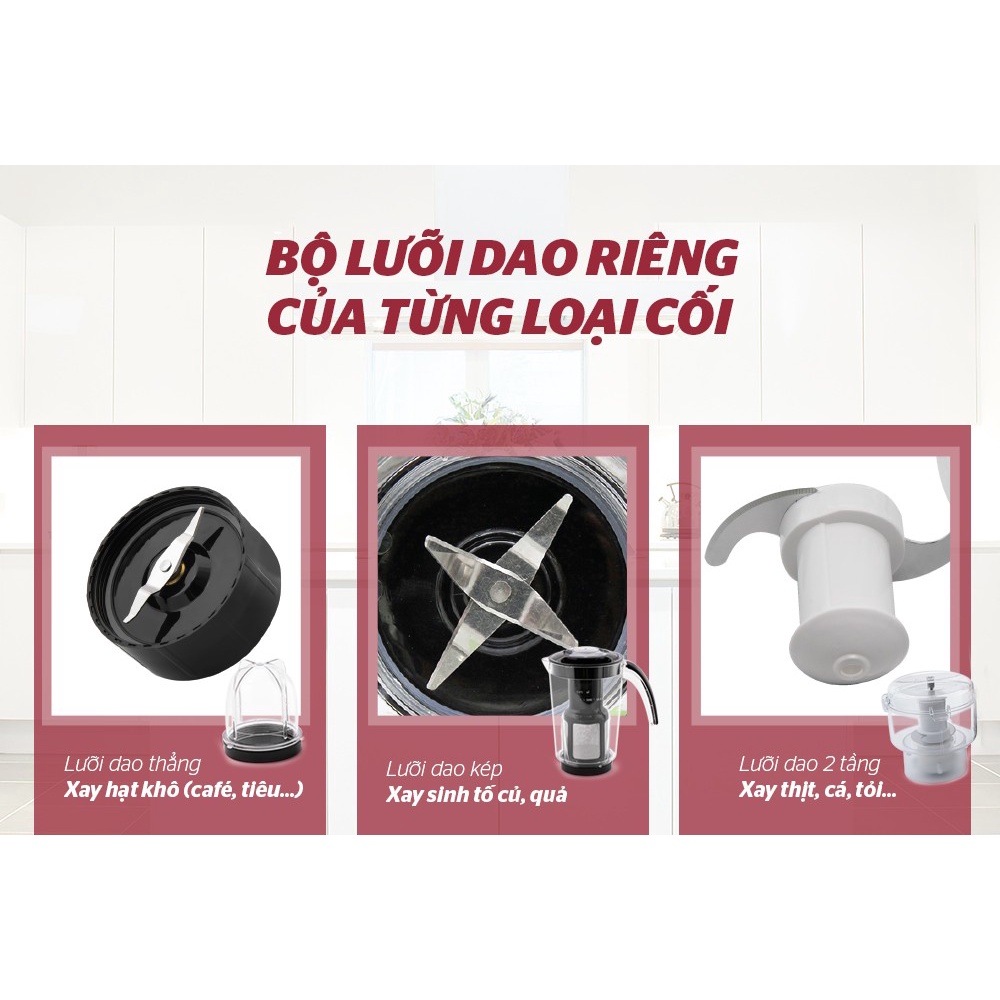 [Mã ELHA22 giảm 6% đơn 300K] Máy Xay Sinh Tố SUNHOUSE Đen SHD5322B - Máy Xay Sinh Tố Đa Năng 3 Cối Thay Thế