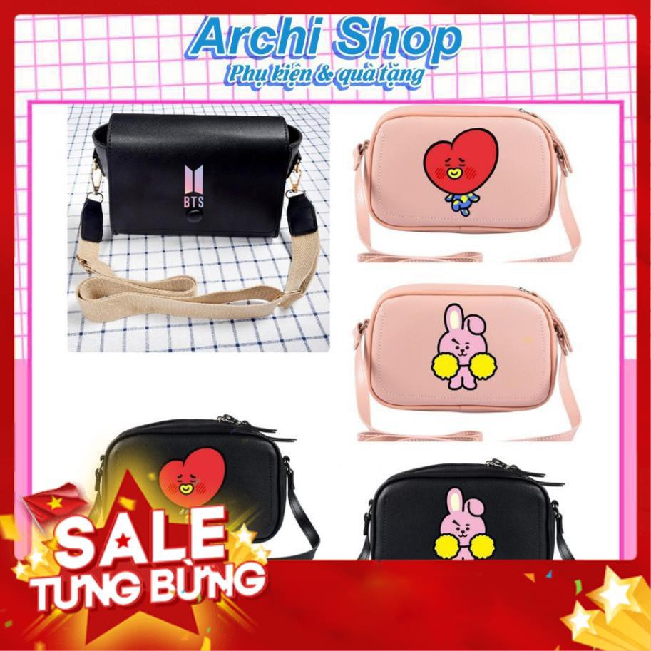 Giảm Giá 50%!!! Túi đeo chéo da BTS - Linh vật BTS siêu sịn