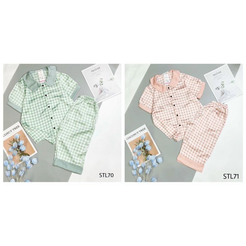 Bộ pijamas kẻ caro xanh