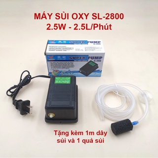 Máy sủi oxy - máy sục oxy bể cá mini Super pump Sl-2800 - nhỏ gọn tiết kiệm điện - tặng kèm dây sủi và quả sủi