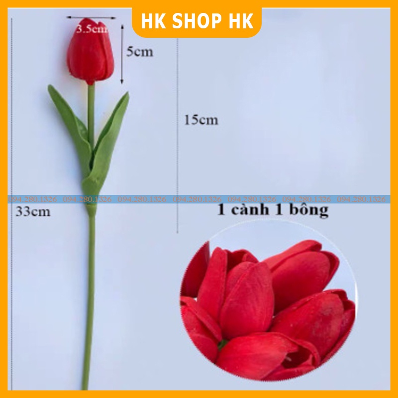 Hoa Giả - Hoa Tulip nhiều màu sắc 33cm trang trí xinh xắn, nhẹ nhàng, phụ kiện decor