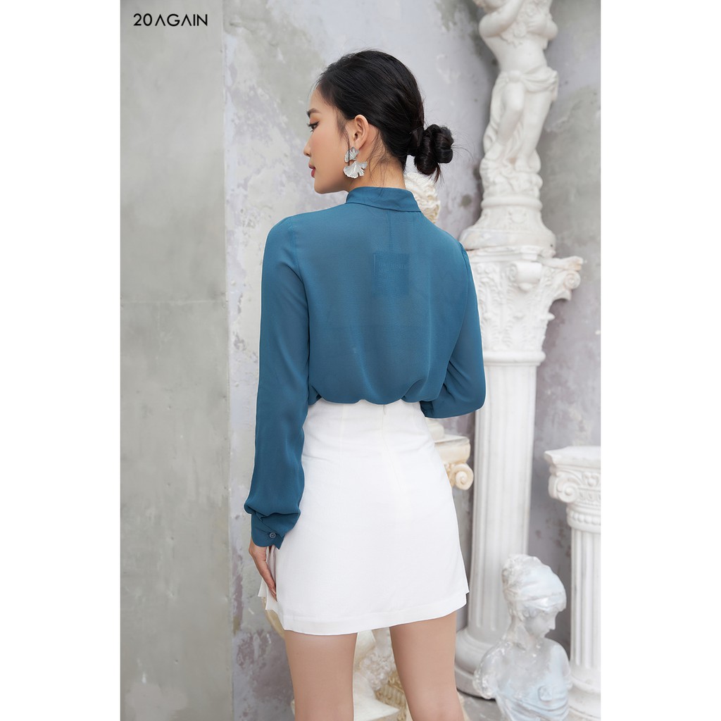 Áo sơ mi nữ công sở 20AGAIN, thiết kế cổ đức 2 túi ASA1571