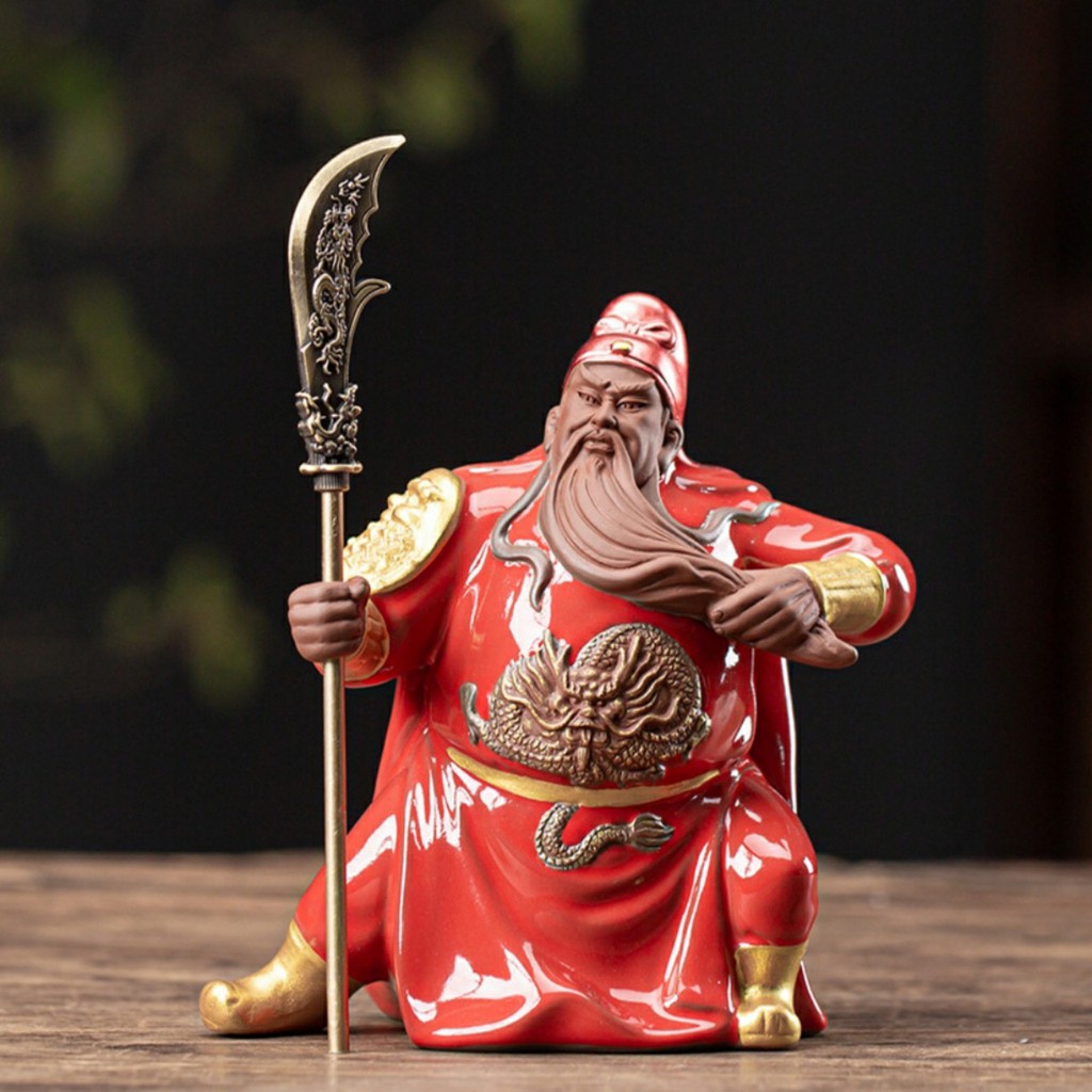 Tượng Quan công Tài Lộc May mắn- Tượng gốm tử sa Quan vũ mẫu mới - Tượng trang trí decor