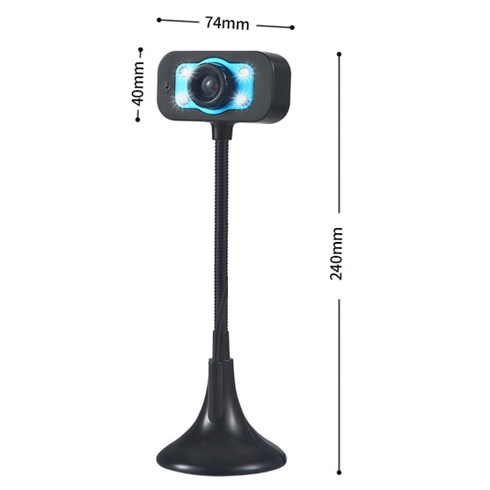 Webcam chân cao có mic 4 đèn -W02 Mic Ngoài độ phân giải 480p