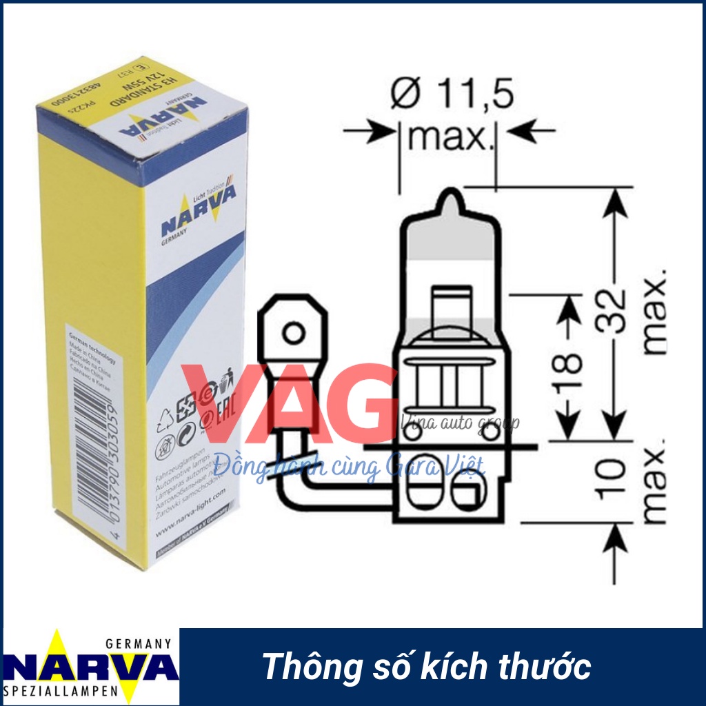 Bóng đèn NARVA H3 12V 55W chính hãng của Đức