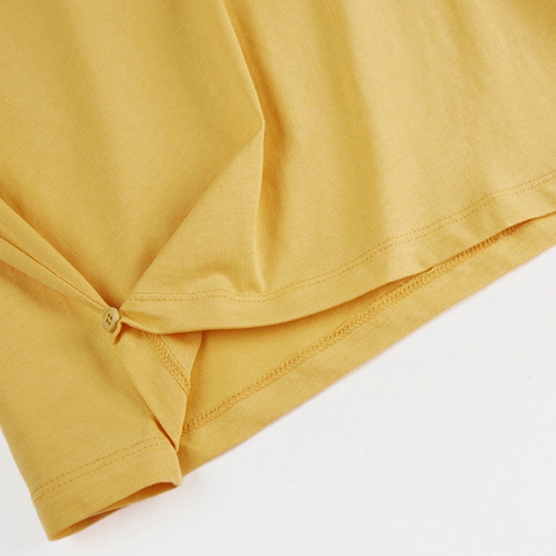 IELGY Áo Thun Ngắn Tay Cổ Tròn Dáng Rộng Màu Sắc Đơn Giản Cho Nữ