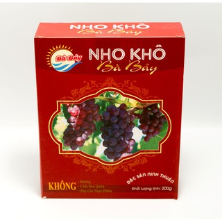 Nho đỏ sấy khô loại không đường (Đặc sản Phan Rang) - Hộp 200gr