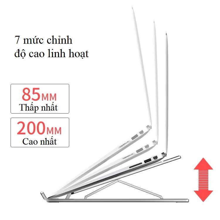 Giá đỡ laptop stand nhôm thiết kế mới chắc chắn hơn, kiêm giá đỡ tản nhiệt có thể gấp gọn và chỉnh độ cao Ximi X61