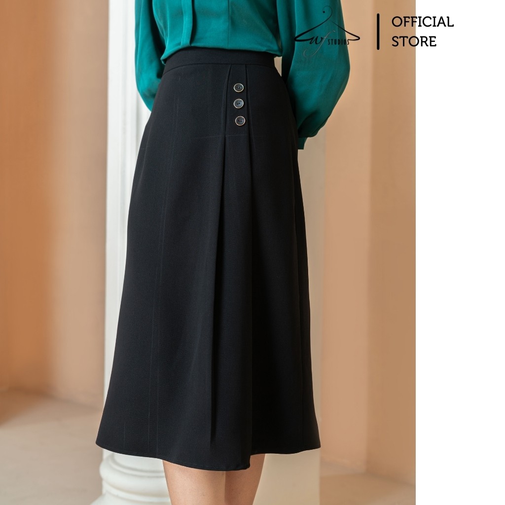 Chân váy chữ A xếp ly 3 cúc Zelly Skirt CV02 - thời trang công sở nữ wfstudios