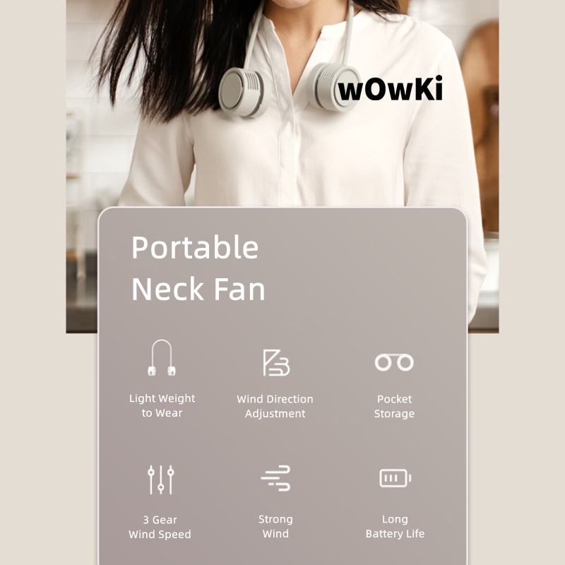 A-LIFE Quạt Đeo Cổ Không Cánh Sạc USB Có Thể Gấp Lại Tiện Dụng