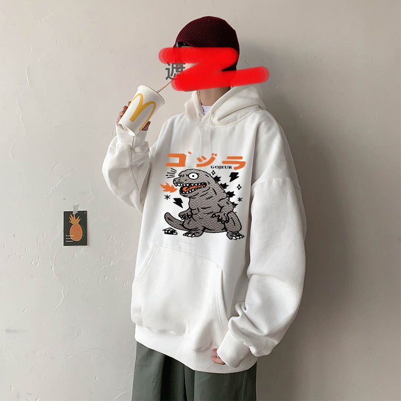 Áo hoodie nam nữ màu xanh in hình khủng long dễ thương dưới 65kg mặc vừa | BigBuy360 - bigbuy360.vn