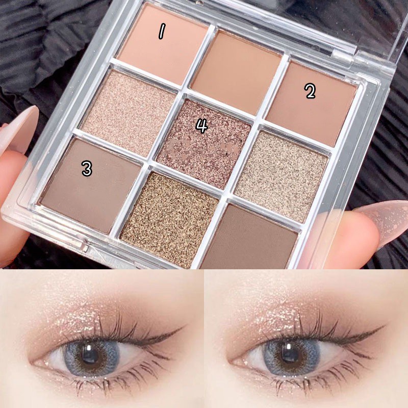 [Hàng mới về] Bảng phấn mắt Dikalu 9 màu lì và nhũ dùng để trang điểm  | BigBuy360 - bigbuy360.vn