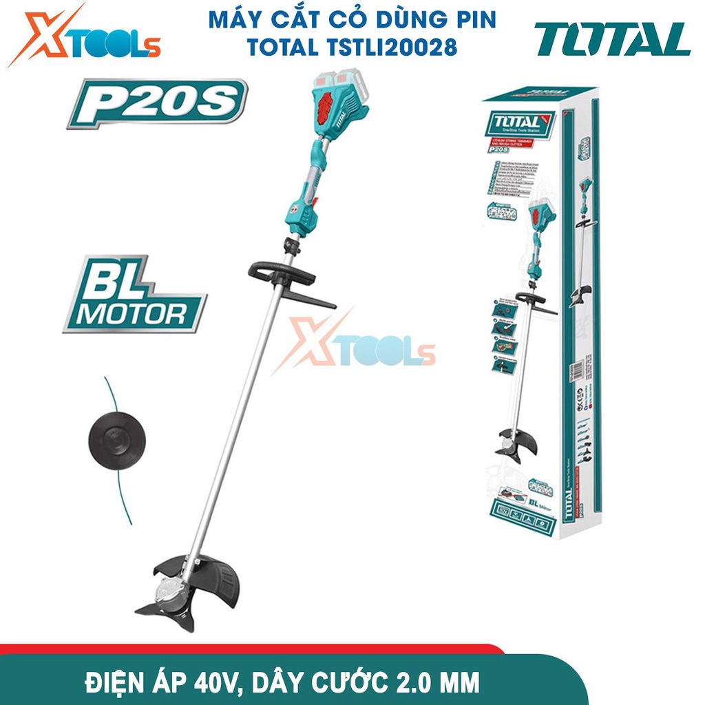 Máy cắt cỏ dùng pin Lithium-Ion 40V TOTAL TSTLI20028, motor không chổi than 100%, đường kính lưỡi cắt- CHÍNH HÃNG-XTOOLS