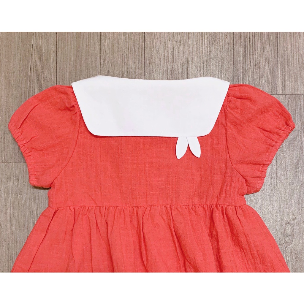 Váy hè xuất Hàn cho bé màu đỏ cổ trắng VAG006
