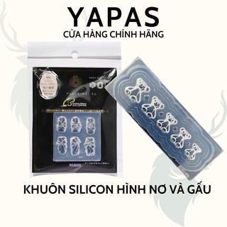 Khuôn silicon nail Yapas đắp gel bột tạo hình nơ gấu hoa hồng, khuôn làm charm nail họa tiết trang trí móng