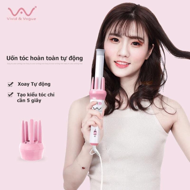 Máy uốn tóc. Làm xoăn tóc. Tạo kiểu tóc mini tự động hàn quốc 360 VIVID & VOGUE Cao cấp chính hãng