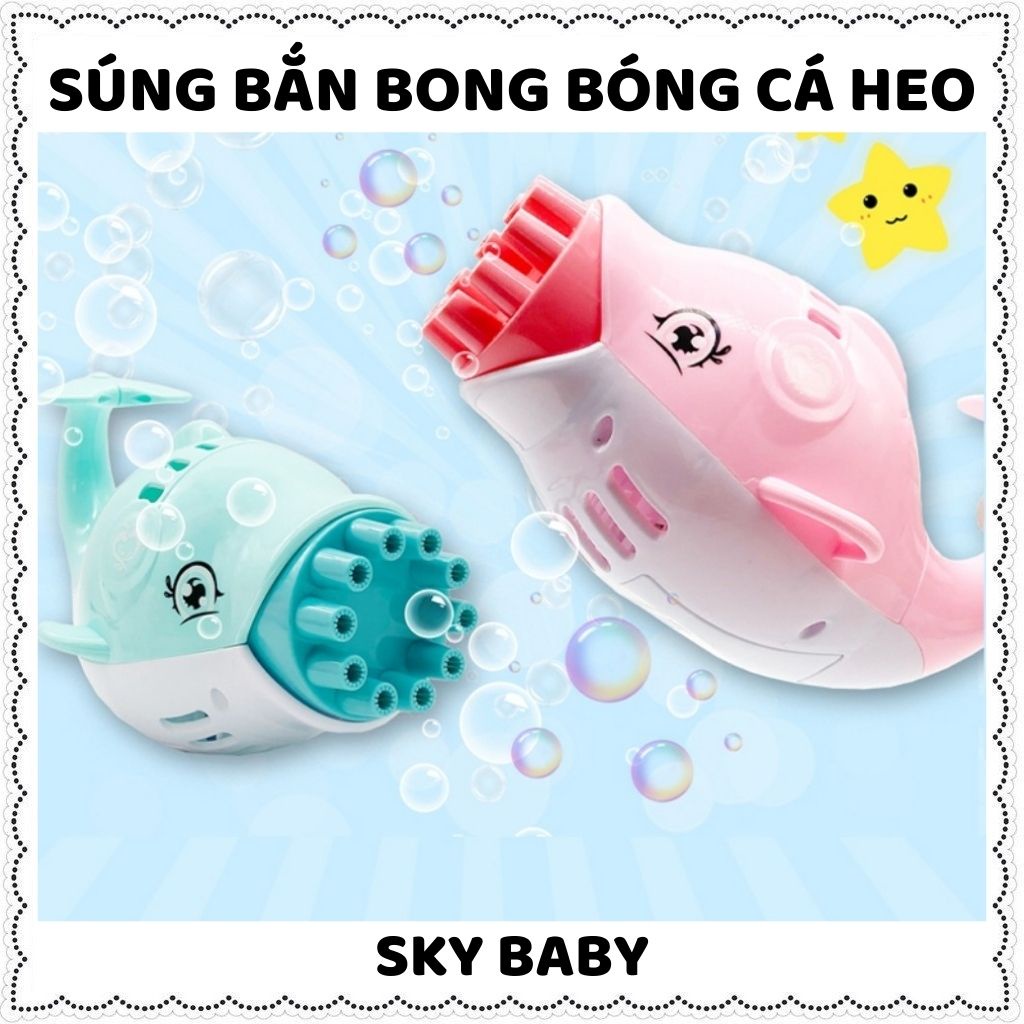 Súng bắn bong bóng cá heo 10 nòng cầm tay Súng máy phun thổi bong bóng xà phòng hình cá heo đồ chơi trẻ em ngoài trời