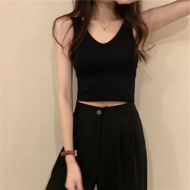 Áo hai dây SUXI thể thao màu trơn có đệm ngực cho nữ