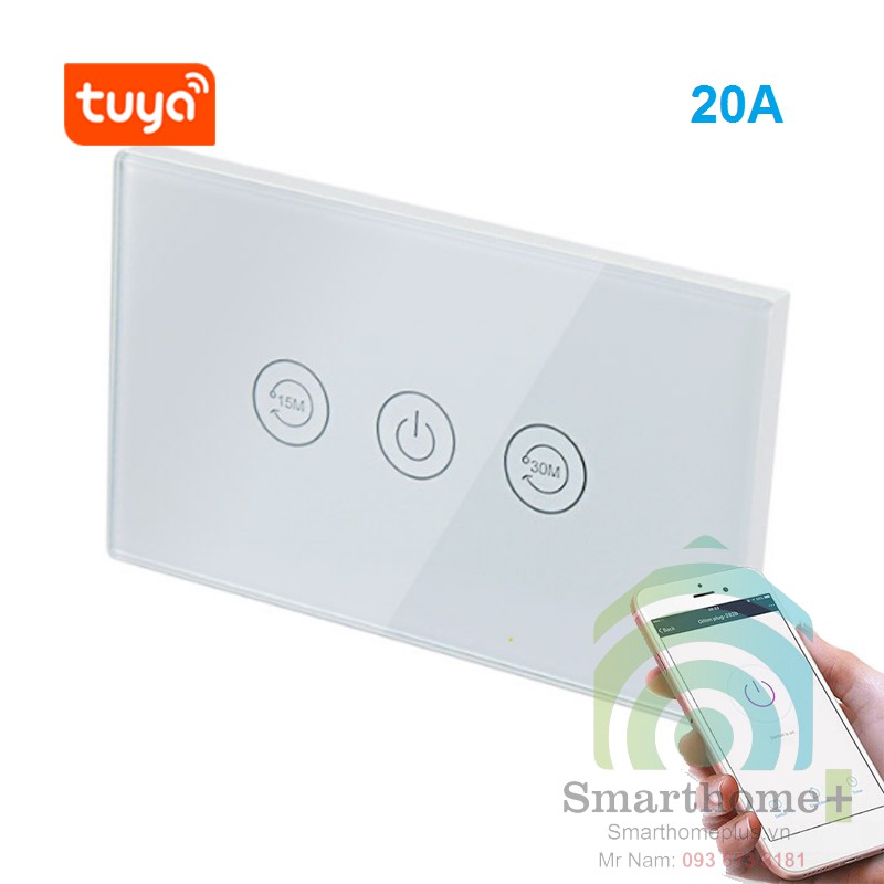 Công Tắc Wifi Bình Nóng Lạnh 20A Hẹn Giờ Tắt Chữ Nhật Tuya FW3-US - [SMHP]