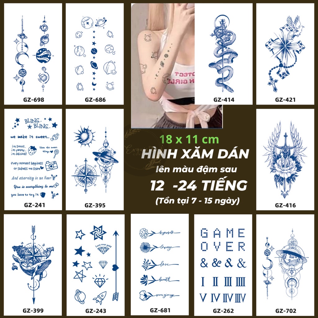 [ HÀNG CÓ SẴN ] HÌNH XĂM DÁN CHỮ , DẢI THIÊN HÀ , KÝ HIỆU DỄ THƯƠNG BÁM TRÊN 7 NGÀY CHỐNG NƯỚC