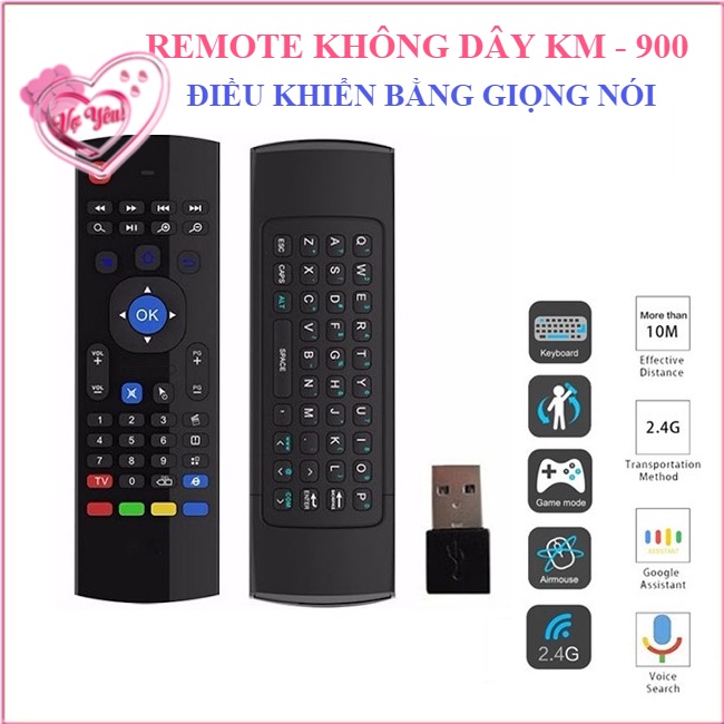 Remote chuột bay KM900 điều khiển từ xa tìm kiếm bằng giọng nói có bàn phím Qwerty - Remote Smart Tivi